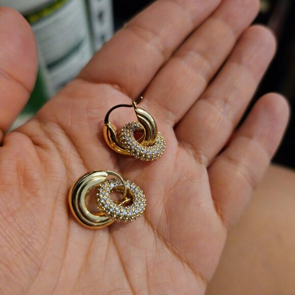 Neiman Marcus 14K Gold Plated Small Huggie Dangle Earrings - Picture 4 of 5